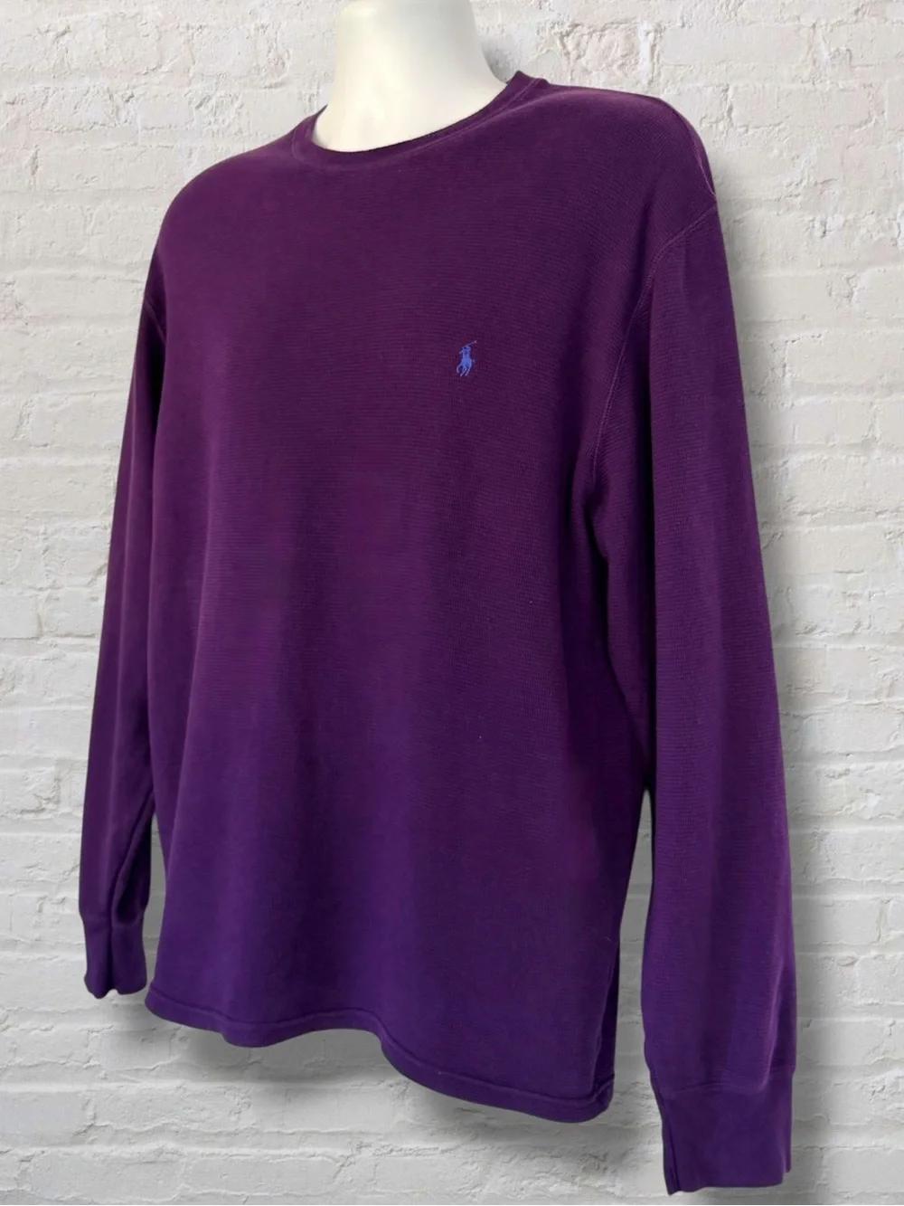 Polo Ralph Lauren XL Purple Waffle Knit Thermal Shirt Long Sleeve Pony Logo